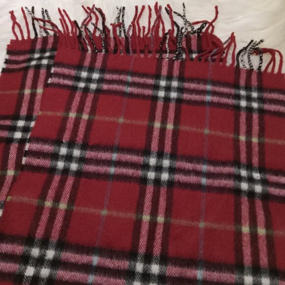 Vintage Burberry Red Nova Check Cashmere Scarf - Picture 4 of 4